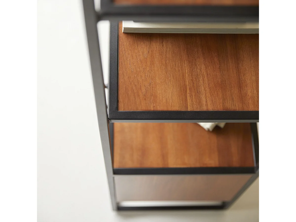 Hochschrank aus Metall und Akazienholz 175 Agra