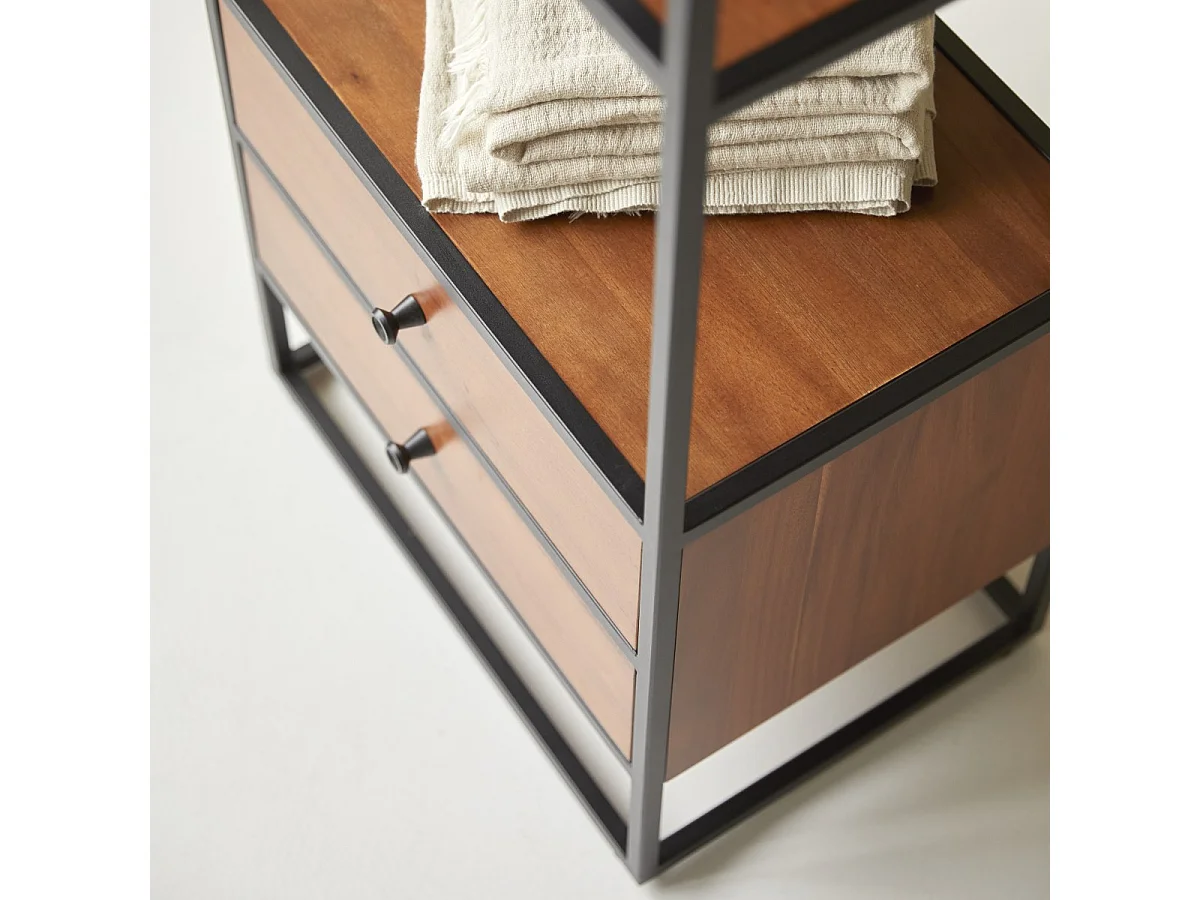 Hochschrank aus Metall und Akazienholz 175 Agra