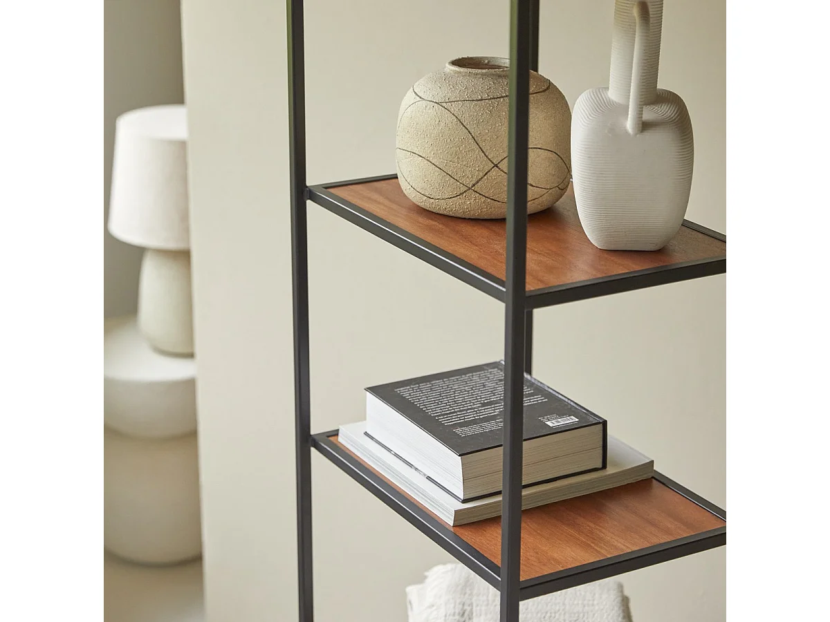 Hochschrank aus Metall und Akazienholz 175 Agra