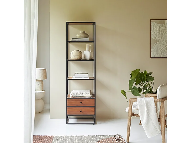 Colonne en bois d'acacia et métal 175 Agra