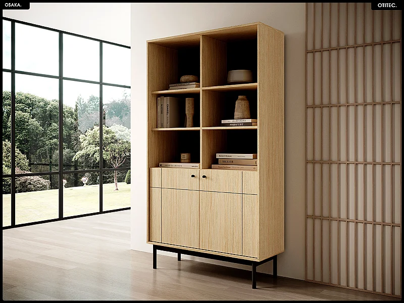 Bibliothèque ouverte – L.104 x H.185 x P.39 cm – OSAKA