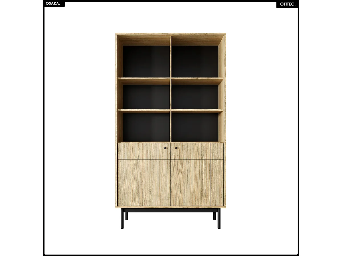 Bibliothèque ouverte – L.104 x H.185 x P.39 cm – OSAKA