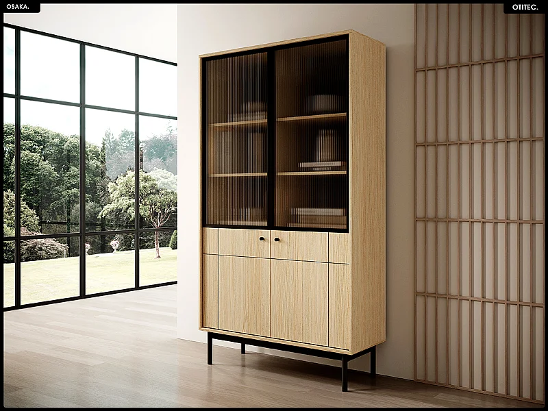 Bibliothèque vitrée – L.104 x H.185 x P.39 cm – OSAKA