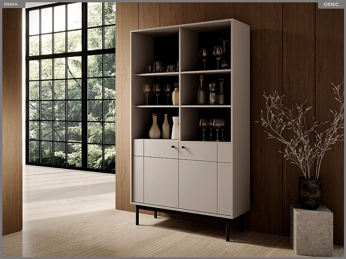 Bibliothèque ouverte – L.104 x H.185 x P.39 cm – OSAKA