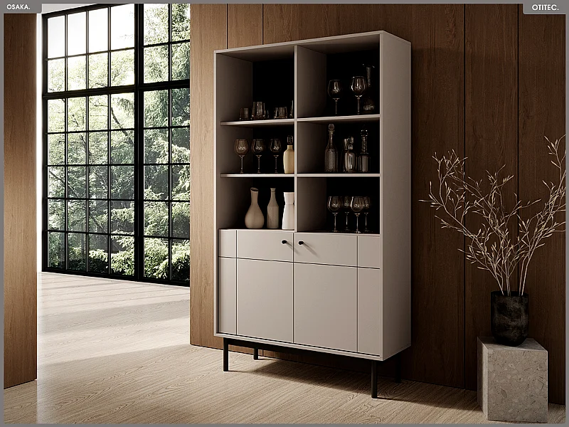 Bibliothèque ouverte – L.104 x H.185 x P.39 cm – OSAKA