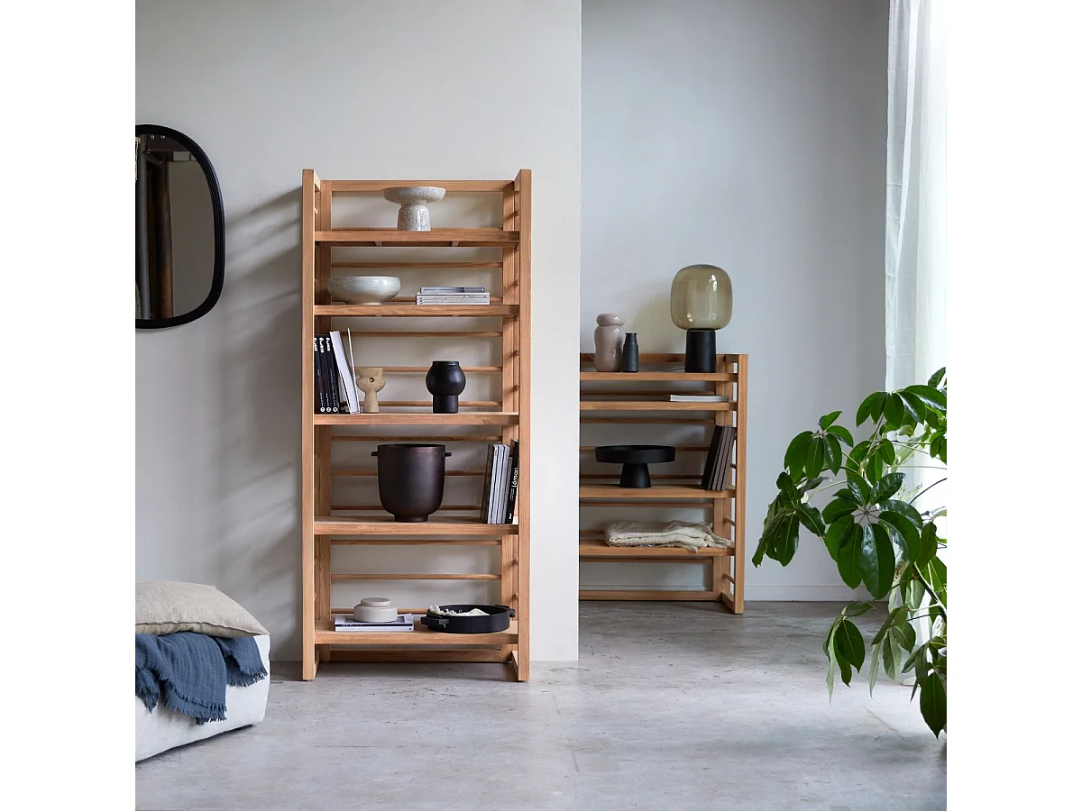 Sera - Tall solid teak bookcase