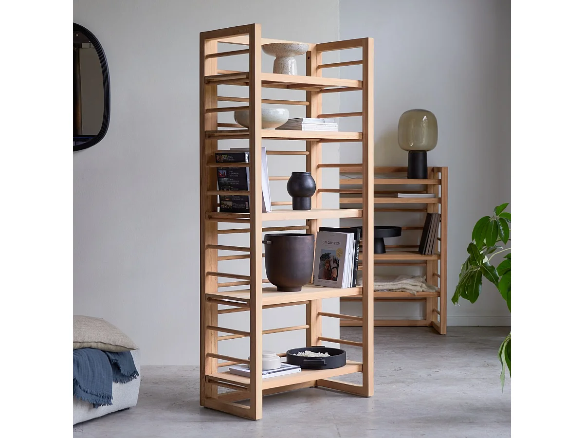 Sera - Tall solid teak bookcase