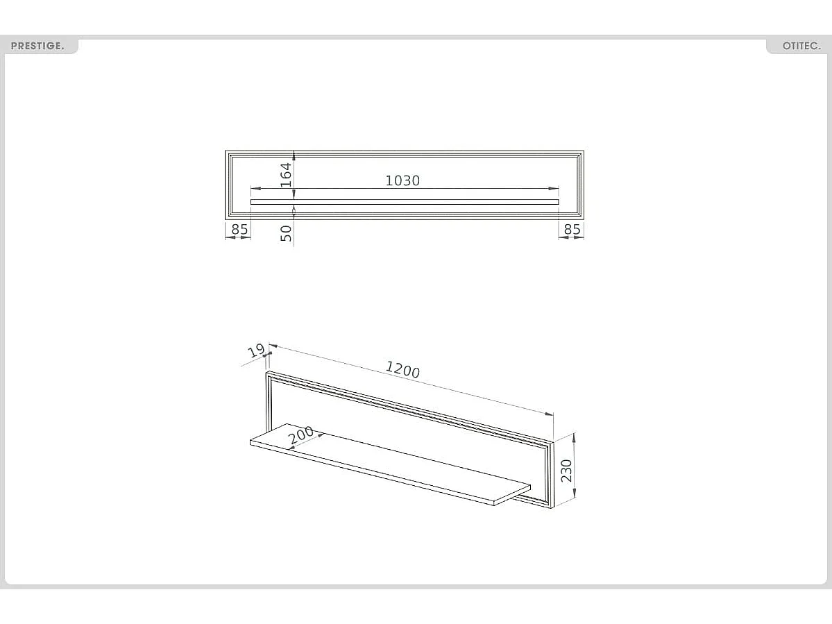 Étagère Murale - H.23 x L.120 x P.22 cm - PRESTIGE