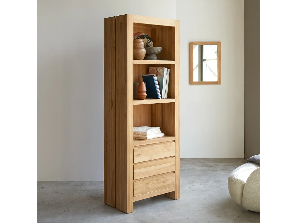 Bibliothèque en bois de teck 75x200 Eden