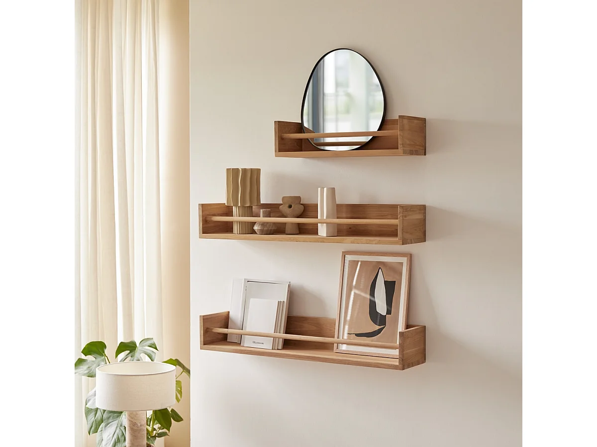 Mensola da parete per bambini in legno di teak Ugo 60