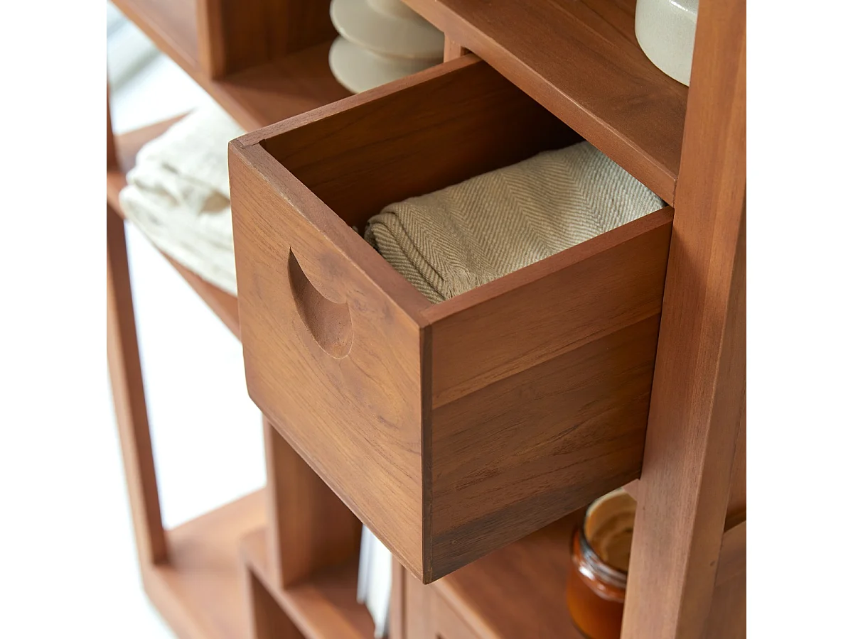 Regal Bücherregal aus Teak Teakholz Holz massiv Natur Bogen neu Tikamoon