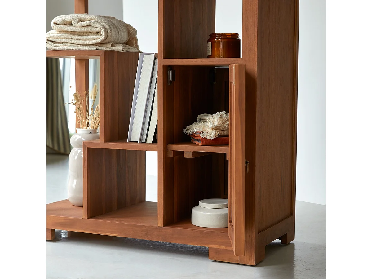 Regal Bücherregal aus Teak Teakholz Holz massiv Natur Bogen neu Tikamoon