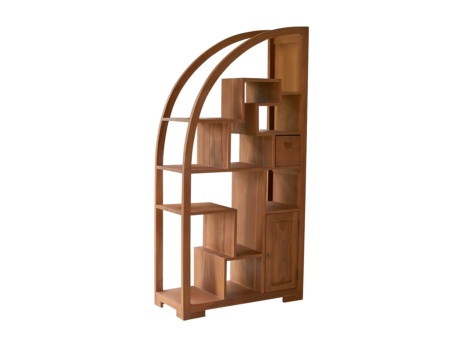 Regal Bücherregal aus Teak Teakholz Holz massiv Natur Bogen neu Tikamoon