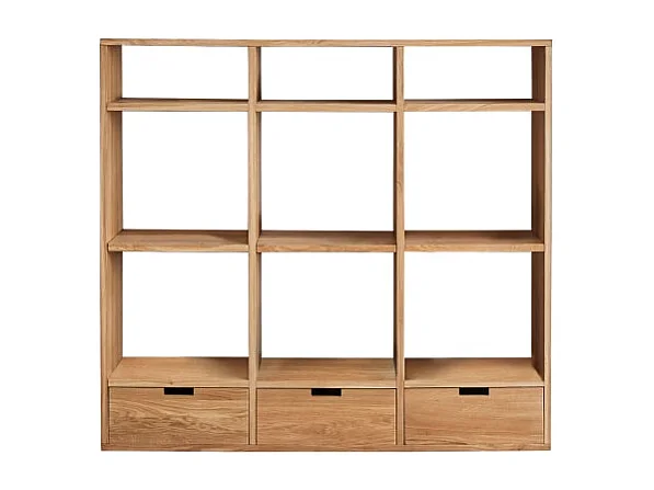 Bibliothèque basse Miho en bois de chêne massif et terrazzo premium Pink