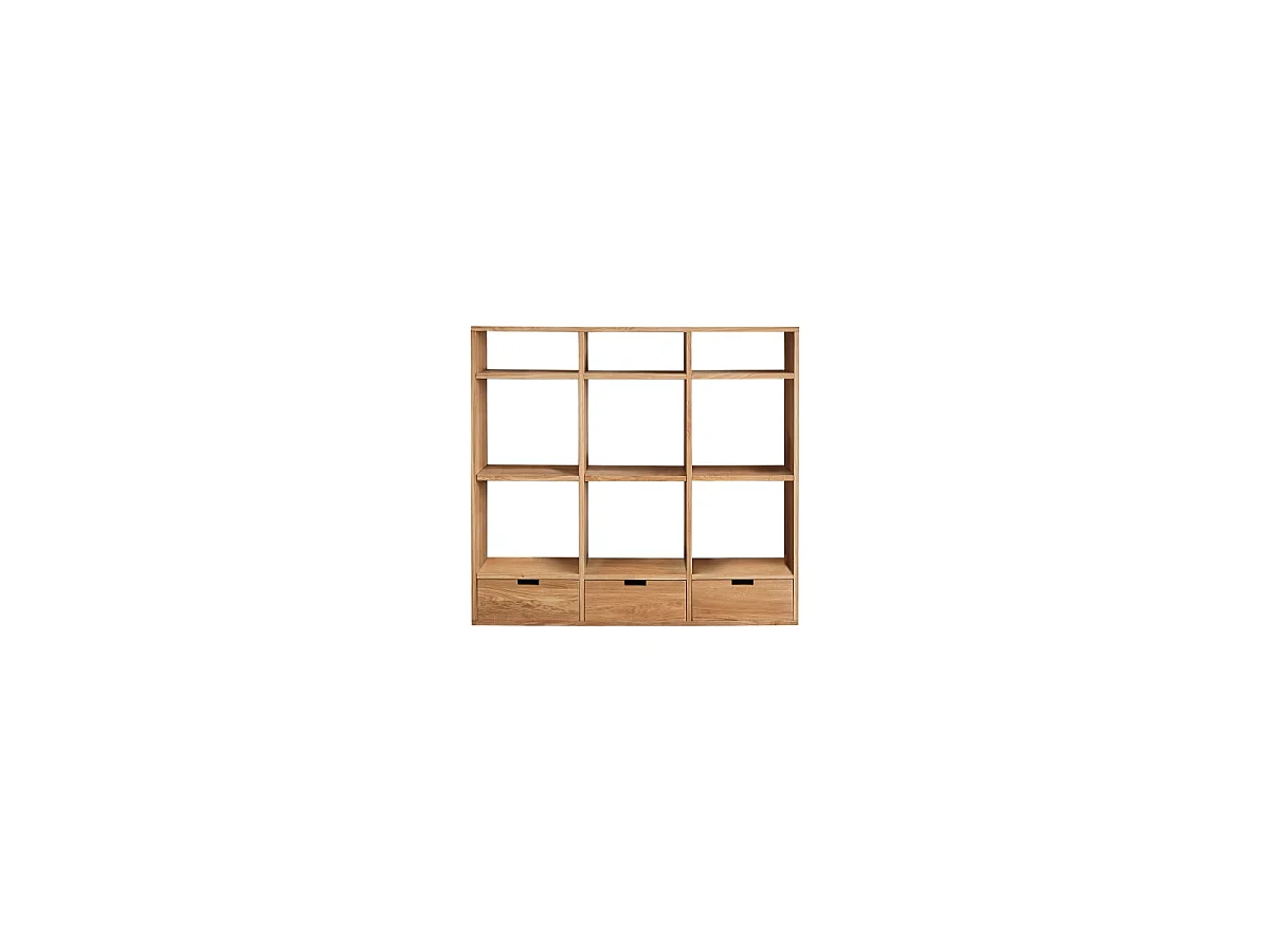Bibliothèque basse Miho en bois de chêne massif et terrazzo premium Pink