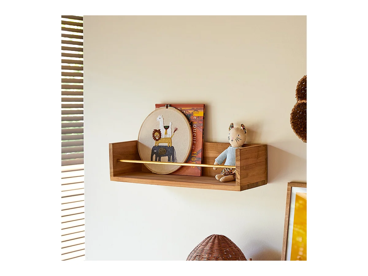 Mensola da parete per bambini in legno di teak Sasha 60