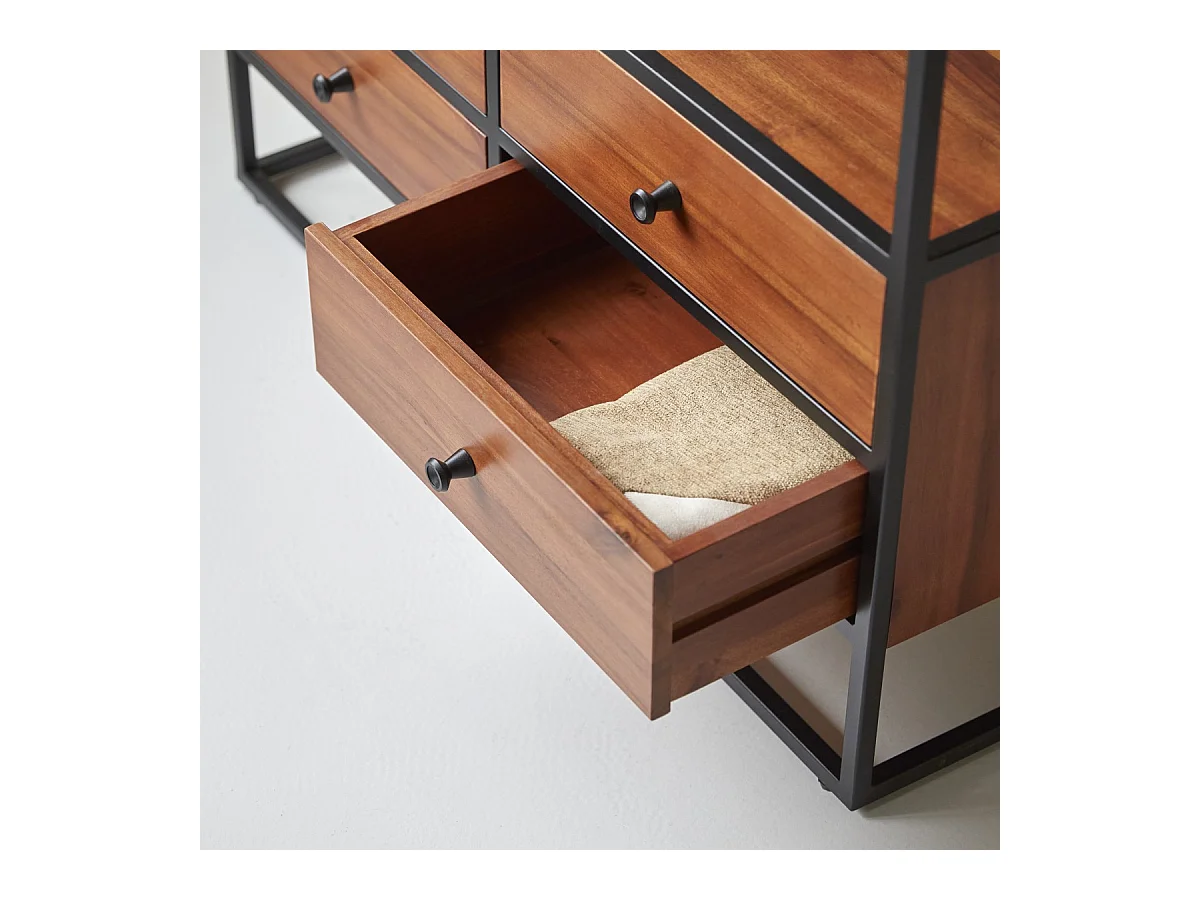 Bücherregal Wandregal 175cm industrieller Stil Materialmix Metall und Massivholz