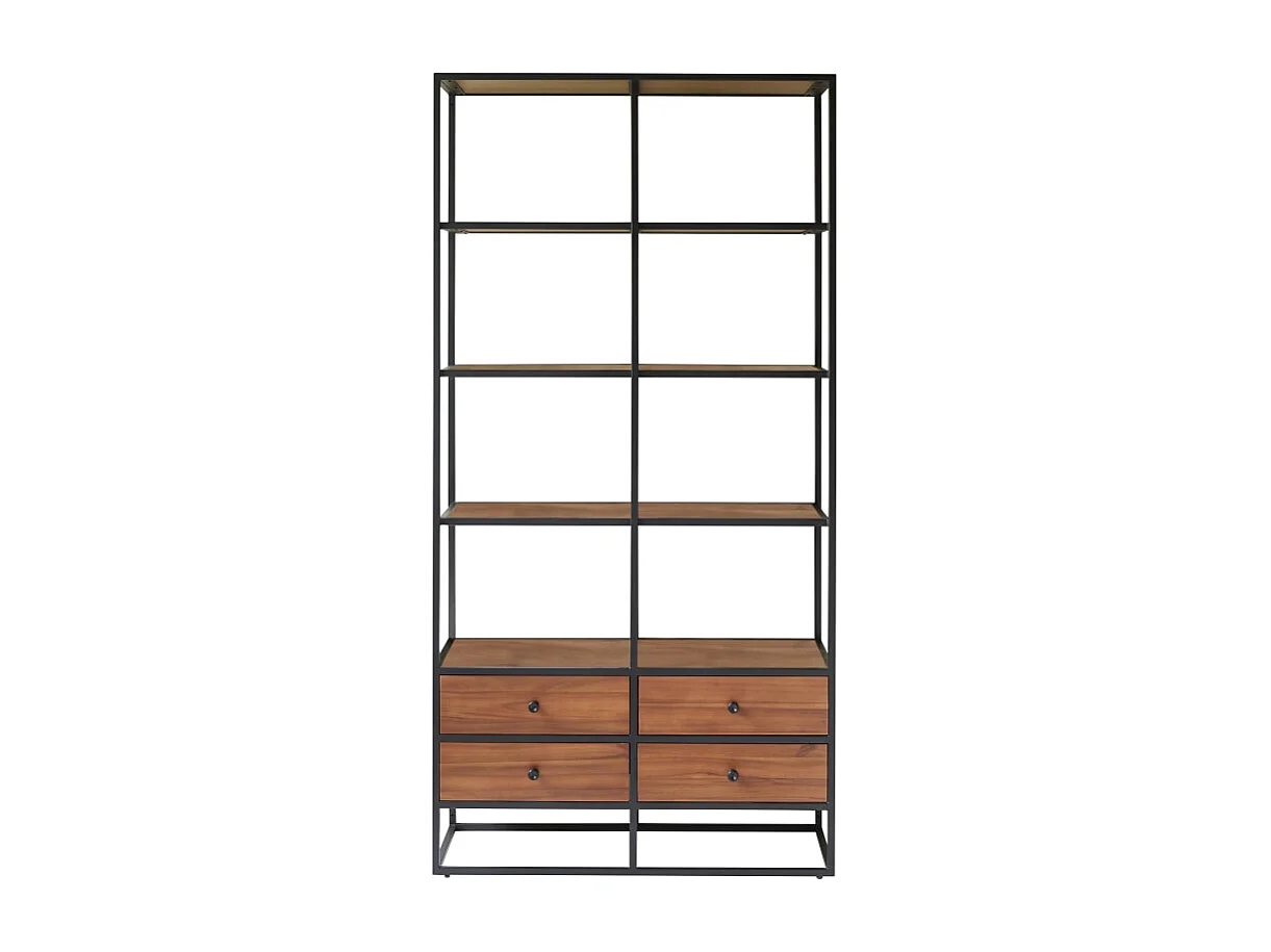 Bücherregal Wandregal 175cm industrieller Stil Materialmix Metall und Massivholz