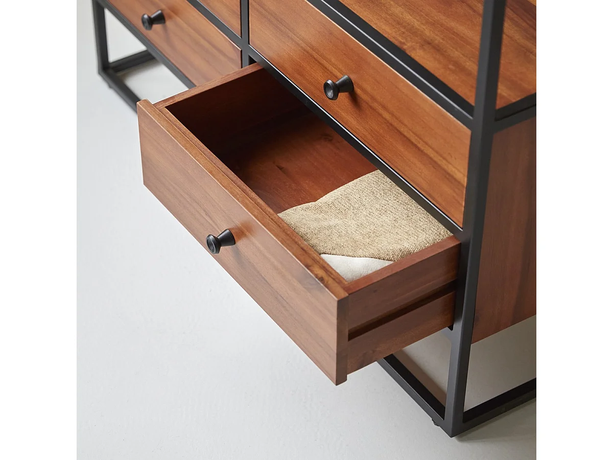 Bücherregal Wandregal 175cm industrieller Stil Materialmix Metall und Massivholz