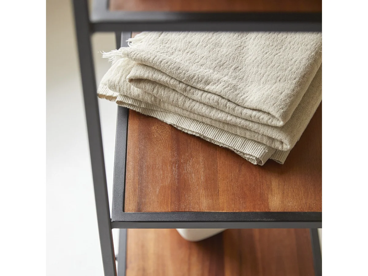 Bücherregal Wandregal 175cm industrieller Stil Materialmix Metall und Massivholz