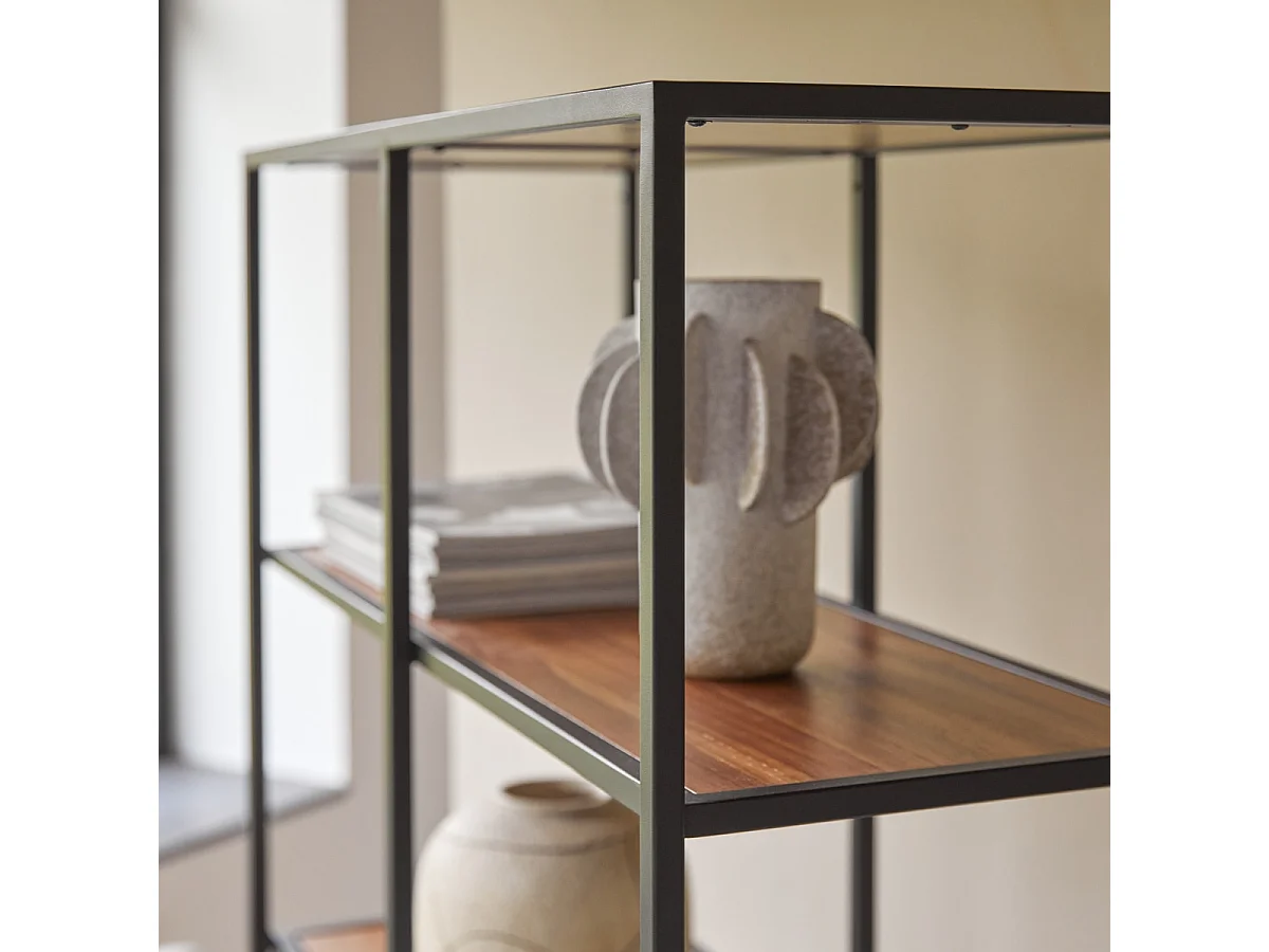 Bücherregal Wandregal 175cm industrieller Stil Materialmix Metall und Massivholz