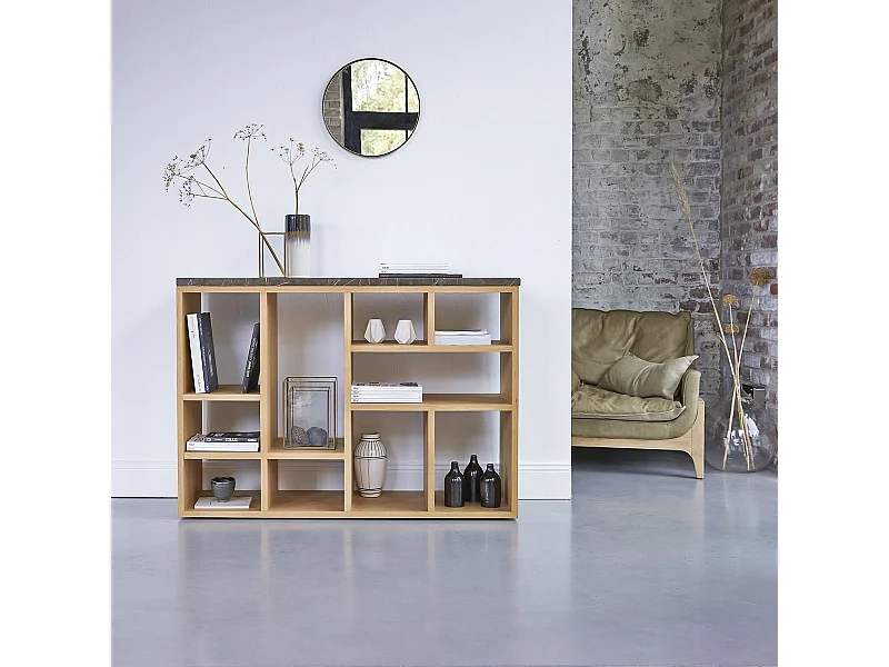 Libreria Eyota in legno di quercia 131x93