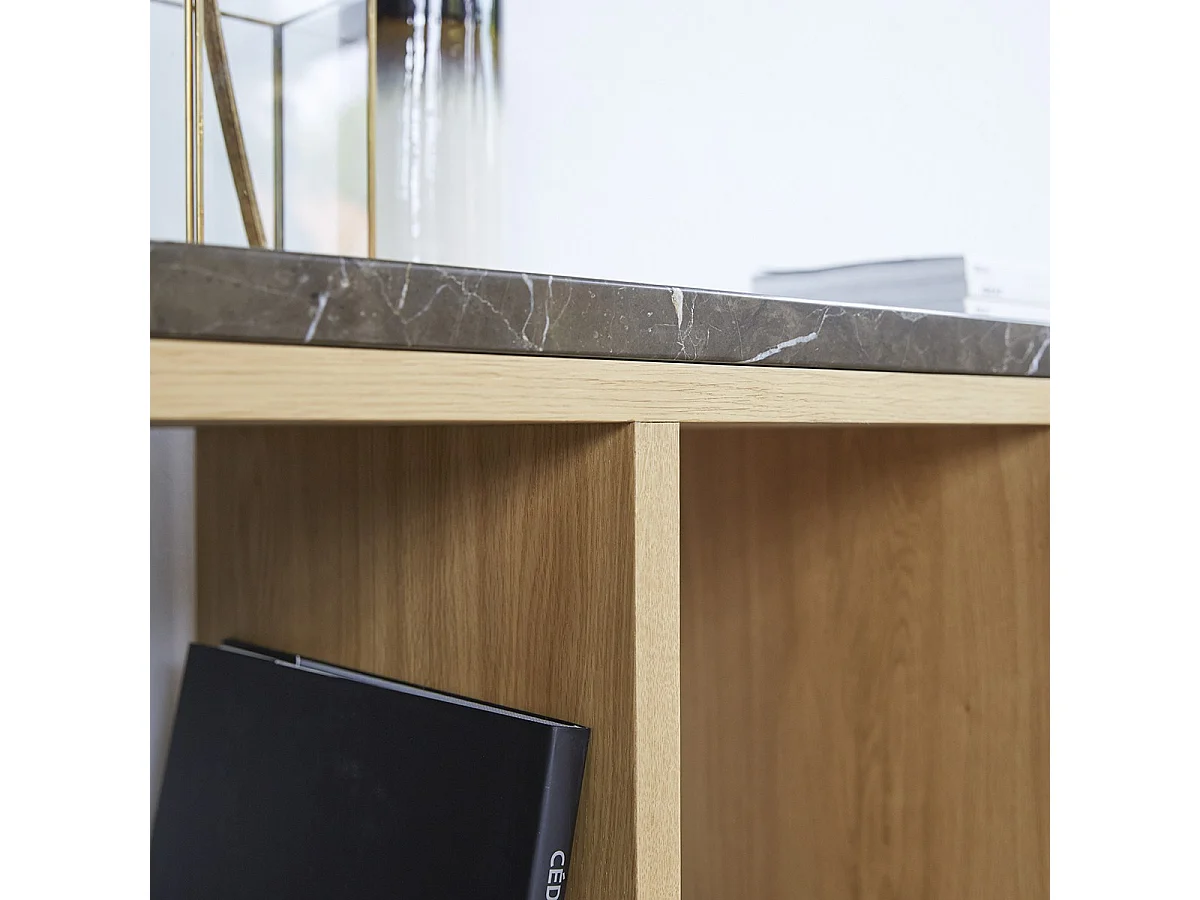 Bücherregal aus Eichenholz und dunkler Marmorplatte Eyota 131x93