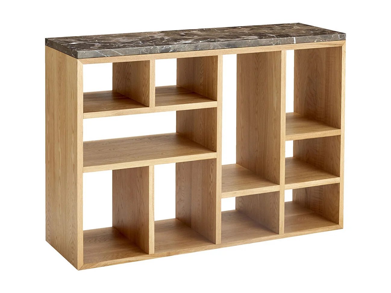 Bücherregal aus Eichenholz und dunkler Marmorplatte Eyota 131x93