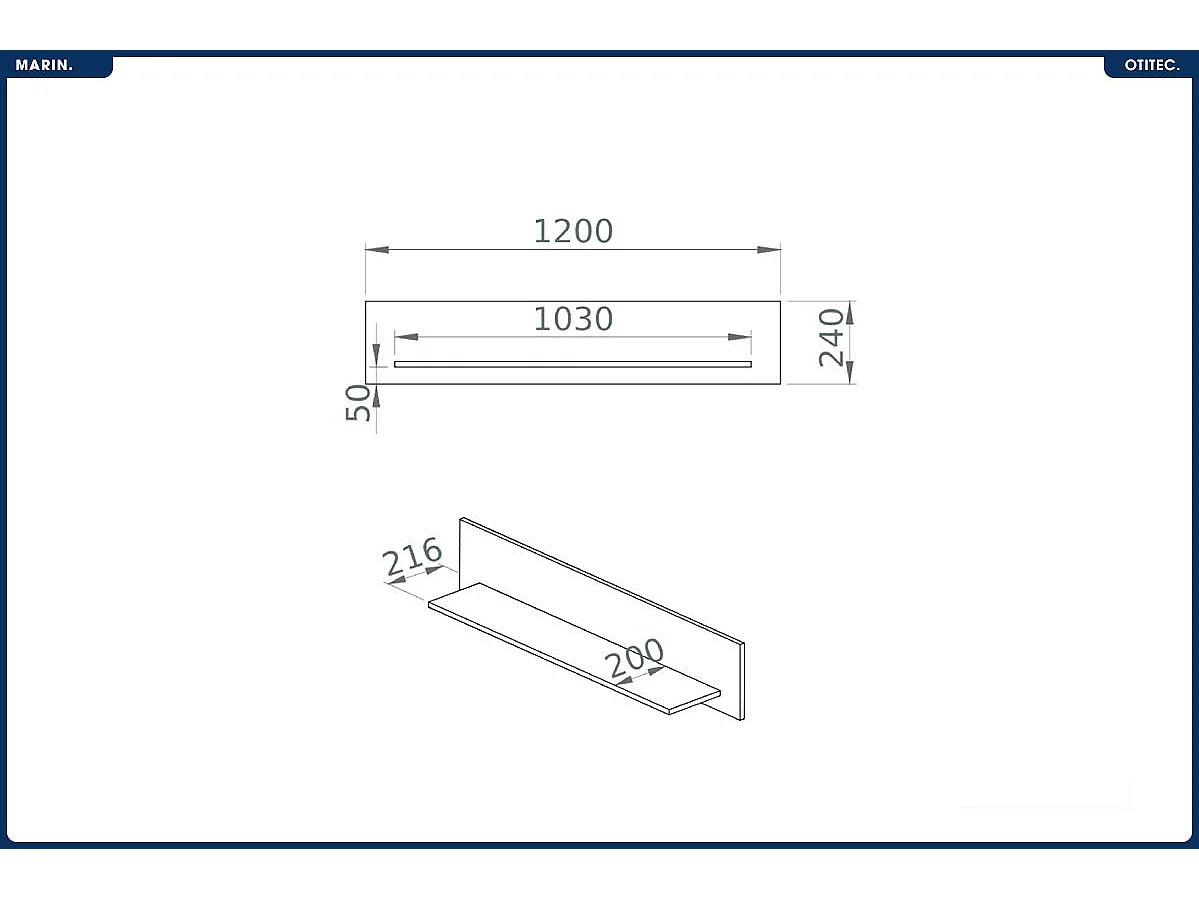 Étagère Murale - H.23 x L.120 x P.22 cm - SAPIN