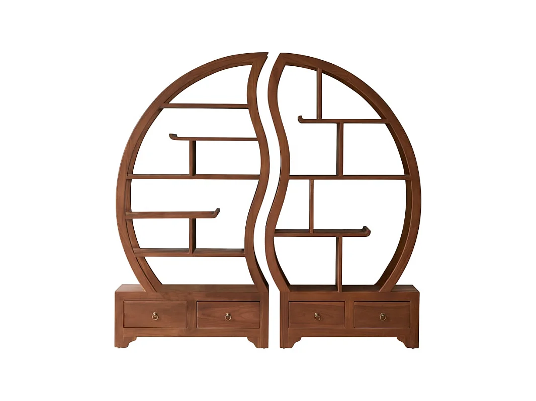 Bibliothèque en bois de teck 155x155 Sphère Bi Ying Yang