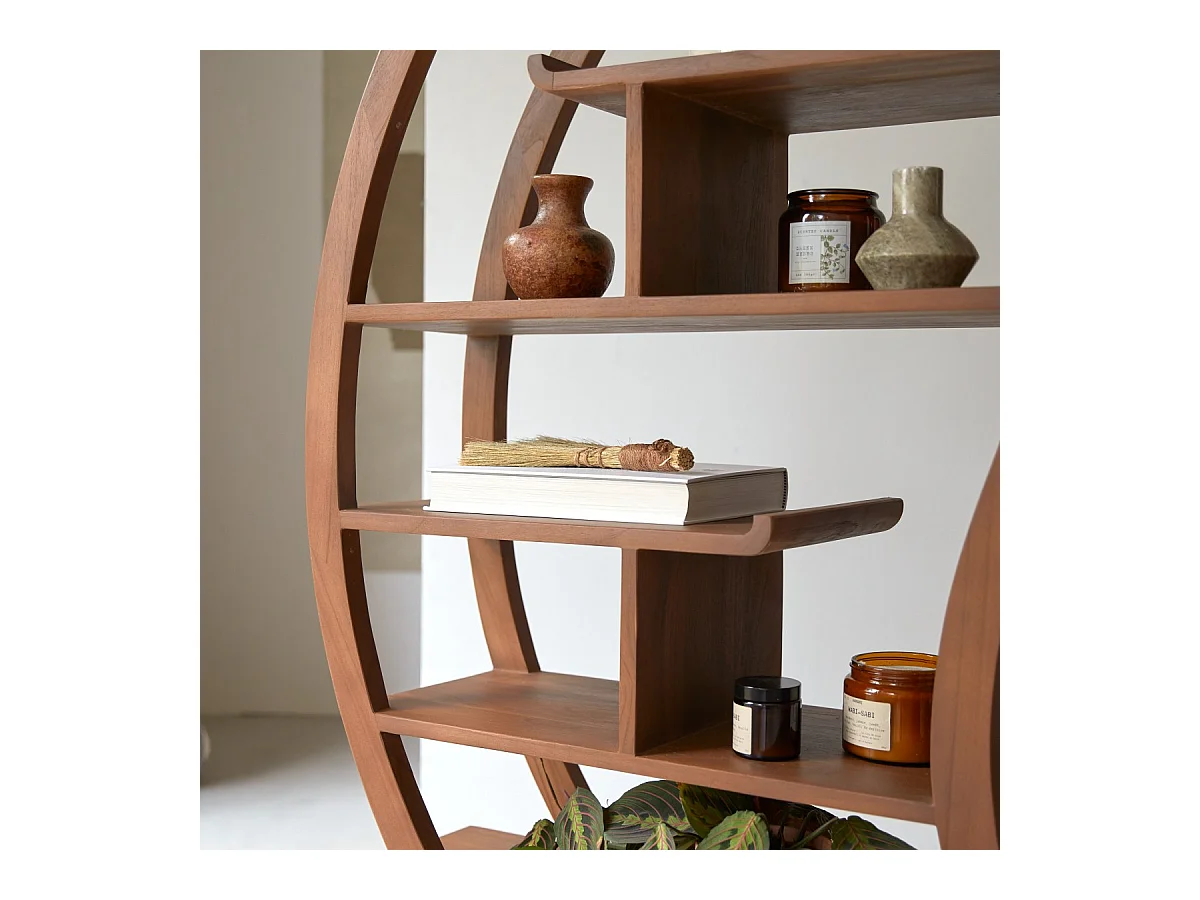 Bibliothèque en bois de teck 155x155 Sphère Bi Ying Yang