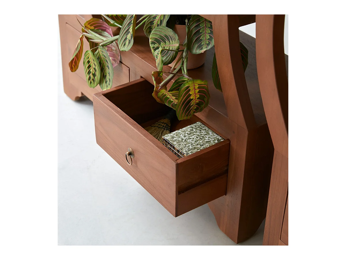 Bibliothèque en bois de teck 155x155 Sphère Bi Ying Yang