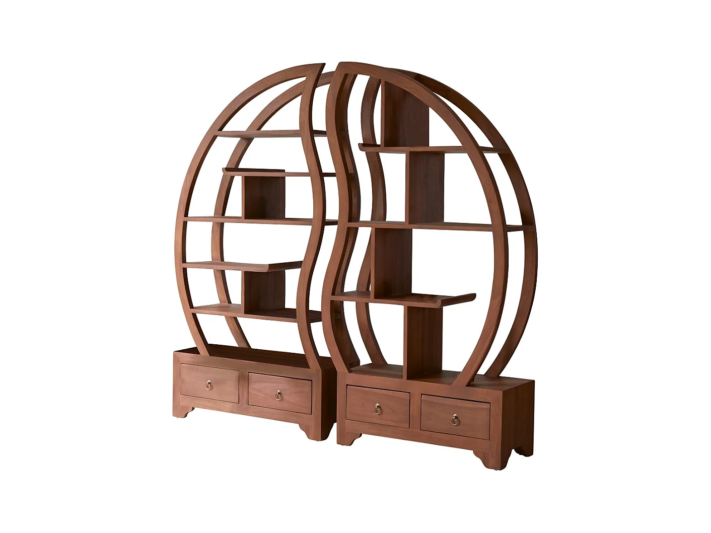 Bibliothèque en bois de teck 155x155 Sphère Bi Ying Yang