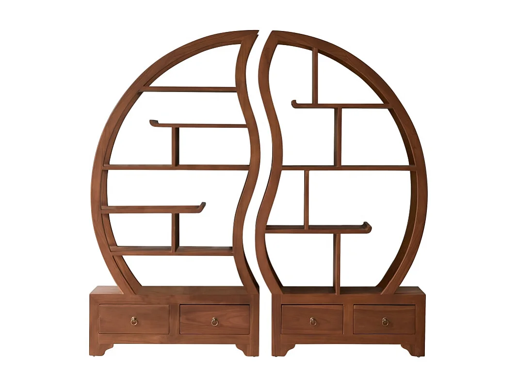Bibliothèque en bois de teck 155x155 Sphère Bi Ying Yang