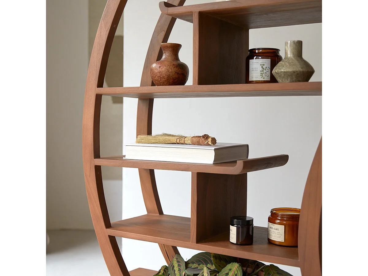 Bibliothèque en bois de teck 155x155 Sphère Bi Ying Yang