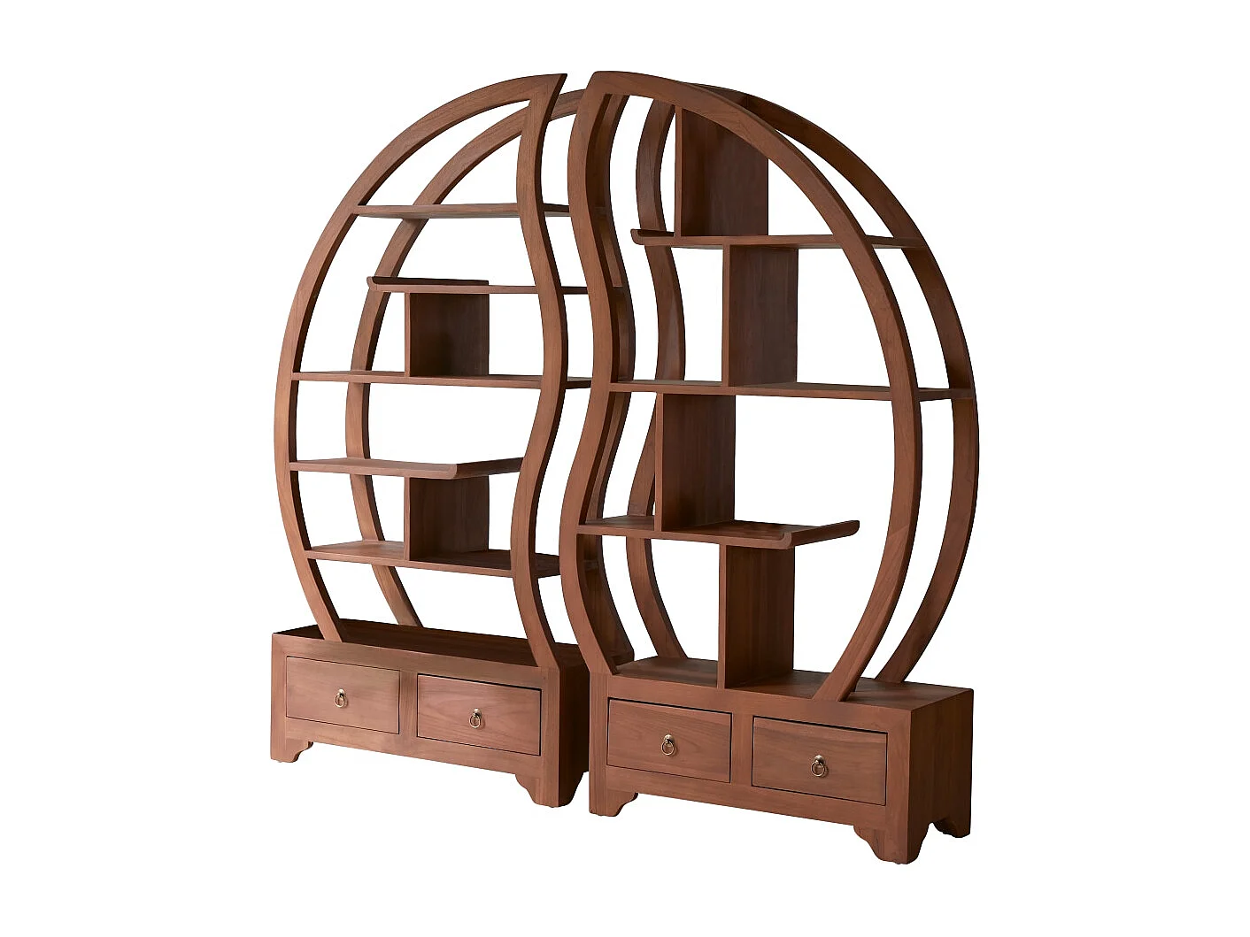Bibliothèque en bois de teck 155x155 Sphère Bi Ying Yang