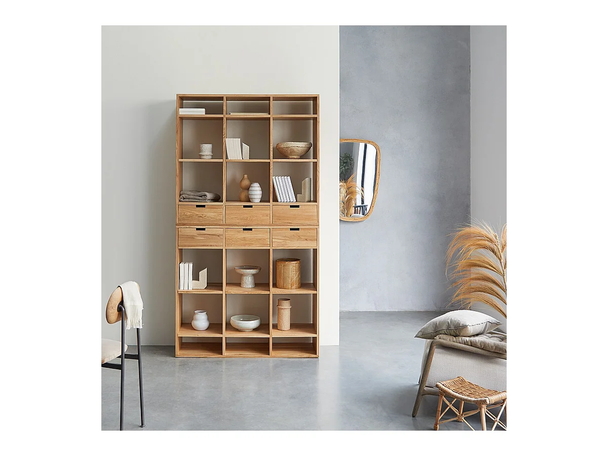 Libreria alta in legno di rovere 120 x 220 Miho