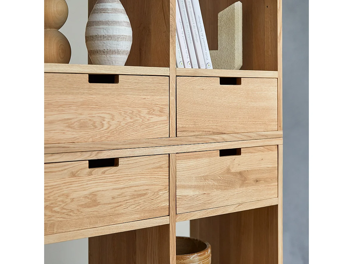 Miho - Tall bookcase in solid oak