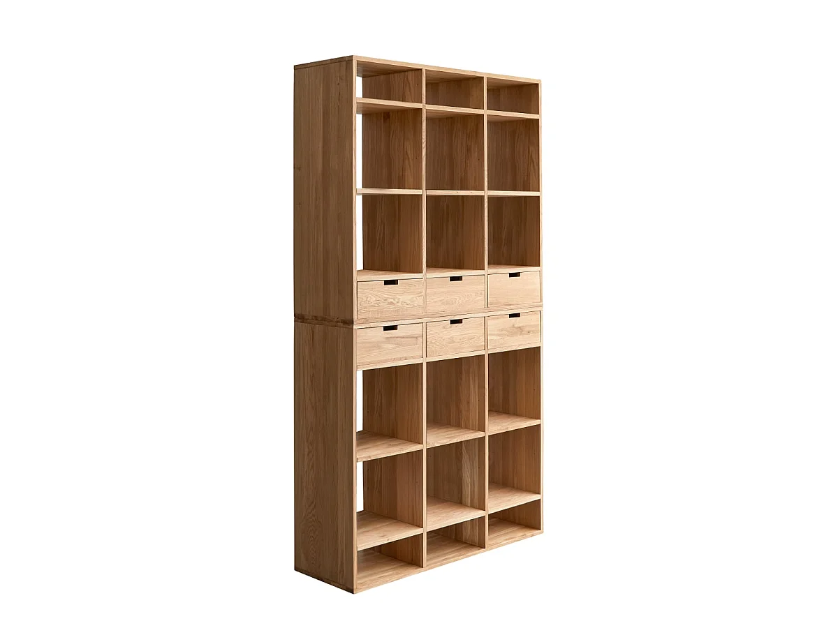 Miho - Tall bookcase in solid oak