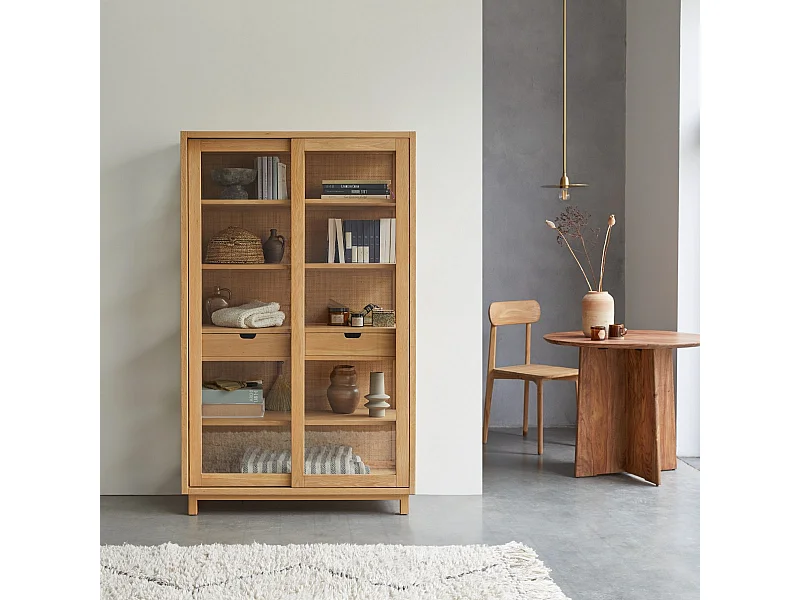 Bibliothèque en bois de chêne massif 110x180 Adel