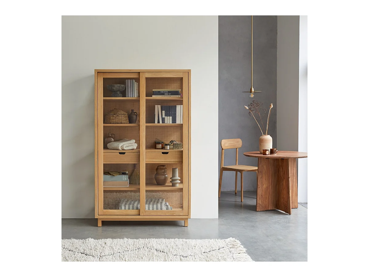Libreria in legno di quercia massello 110 x 180 Adel
