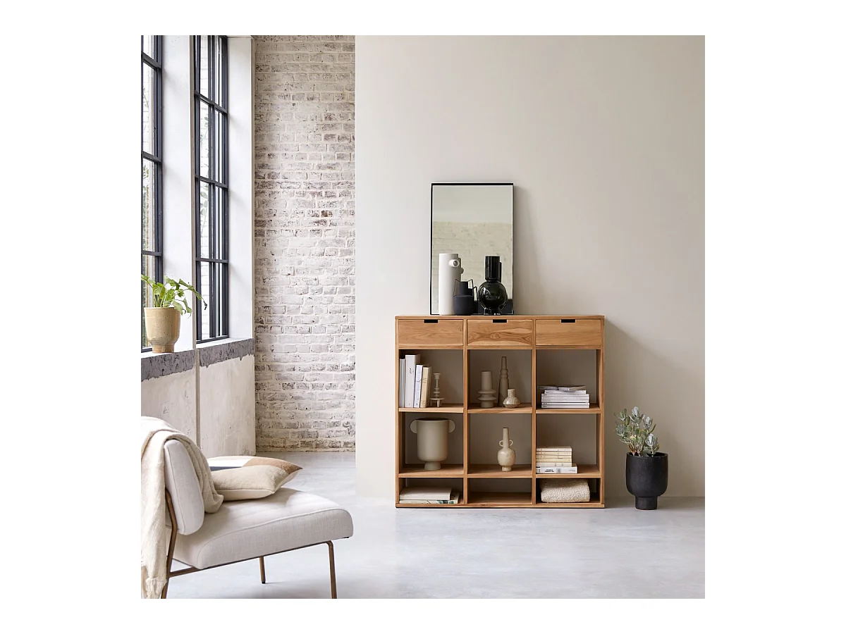 Bücherregal aus Teak massiv 110 × 120 Miho