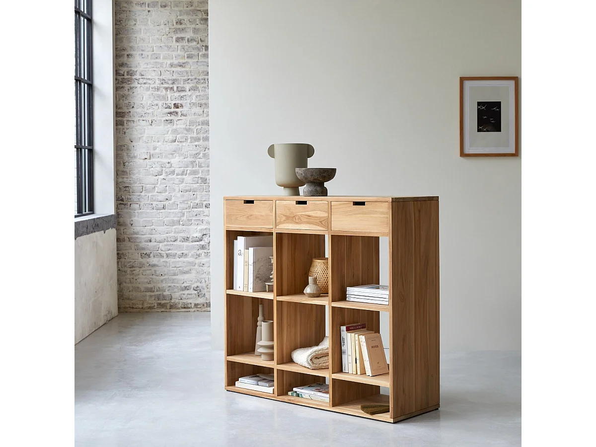 Bücherregal aus Teak massiv 110 × 120 Miho