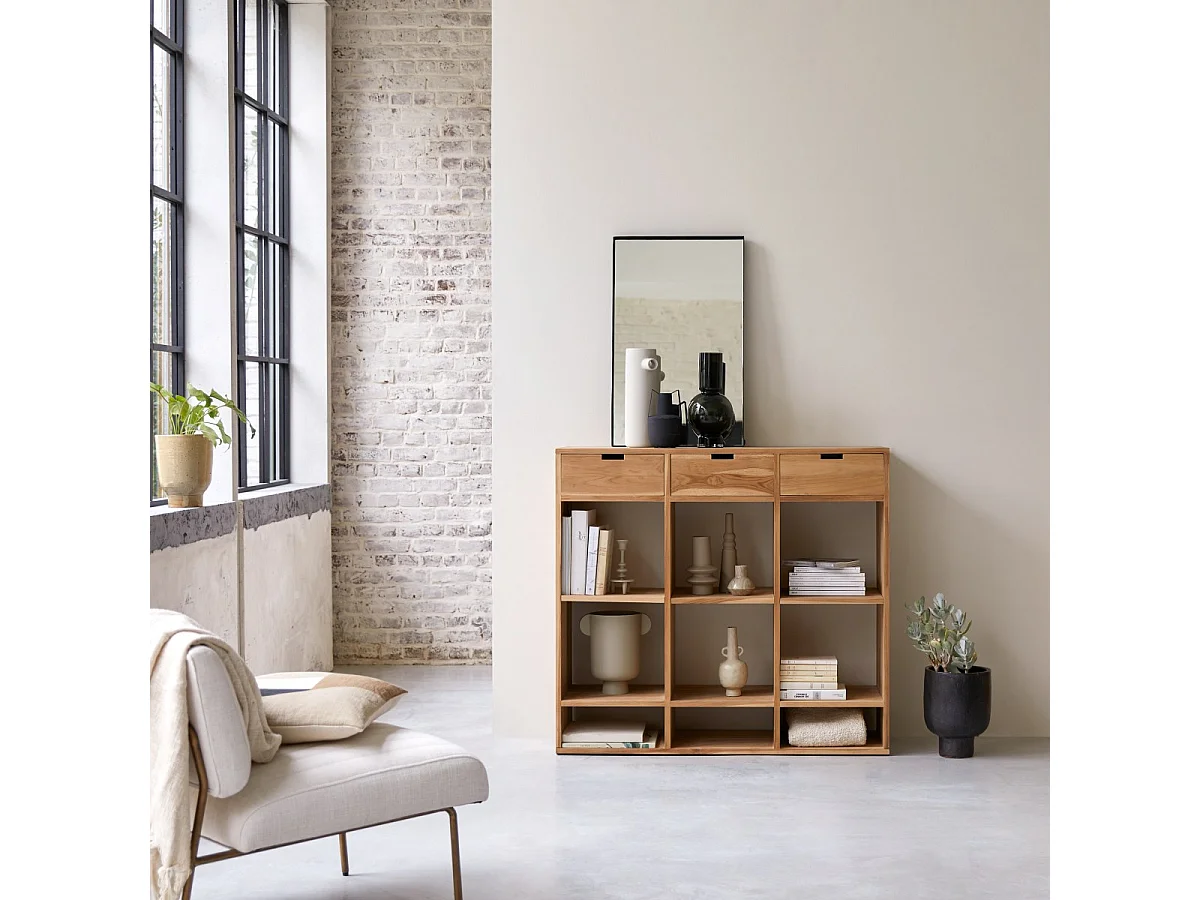 Bücherregal aus Teak massiv 110 × 120 Miho