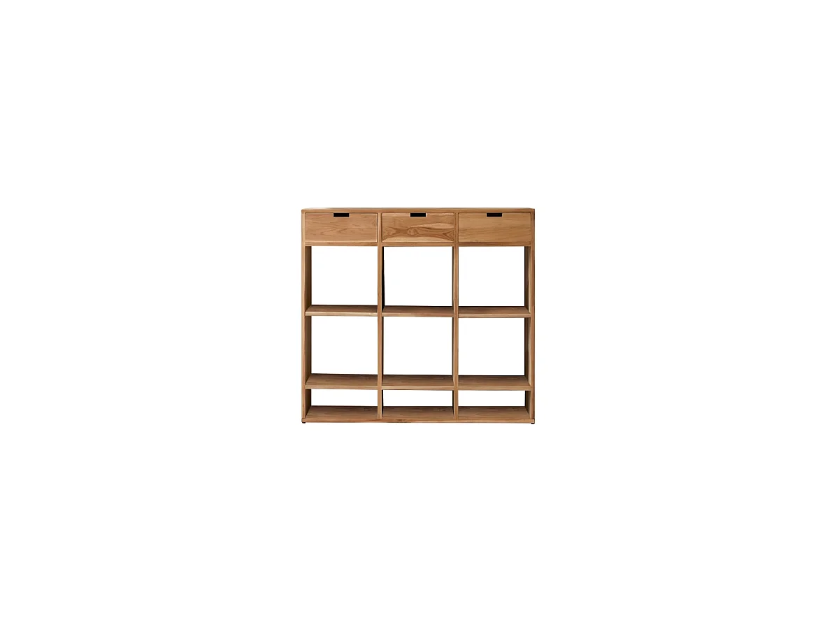 Miho - Low bookcase in solid teak