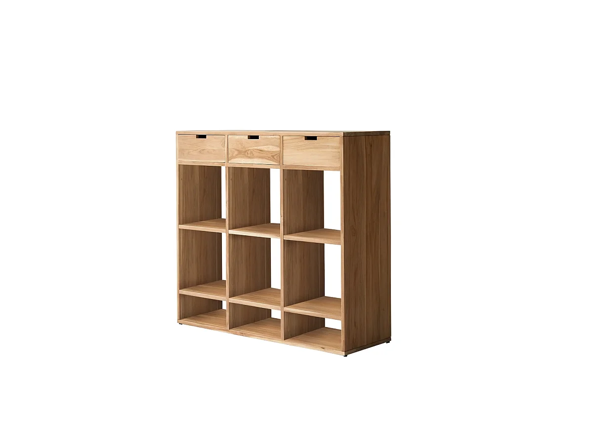 Miho - Low bookcase in solid teak