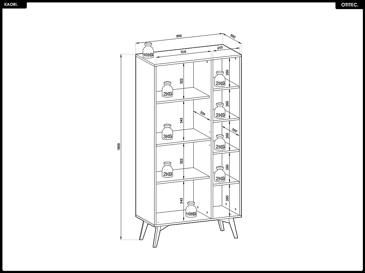 Bibliothèque - L.80 x H.160 x P.38 cm - KAORI
