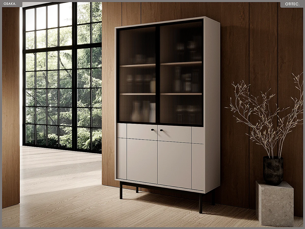 Bibliothèque vitrée – L.104 x H.185 x P.39 cm – OSAKA