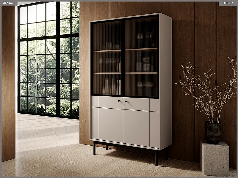 Bibliothèque vitrée – L.104 x H.185 x P.39 cm – OSAKA