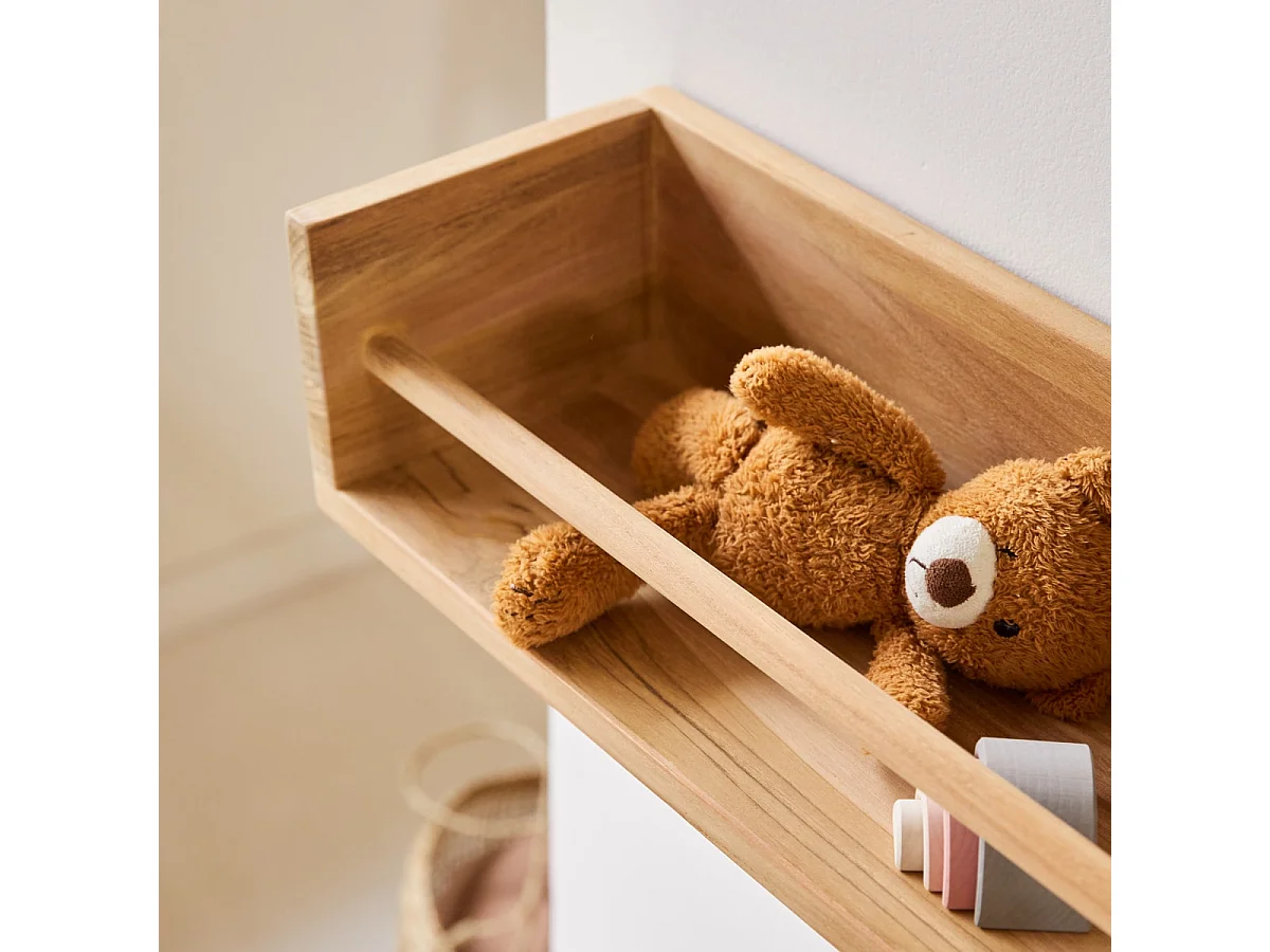 Mensola da parete per bambini in legno di teak Ugo 100